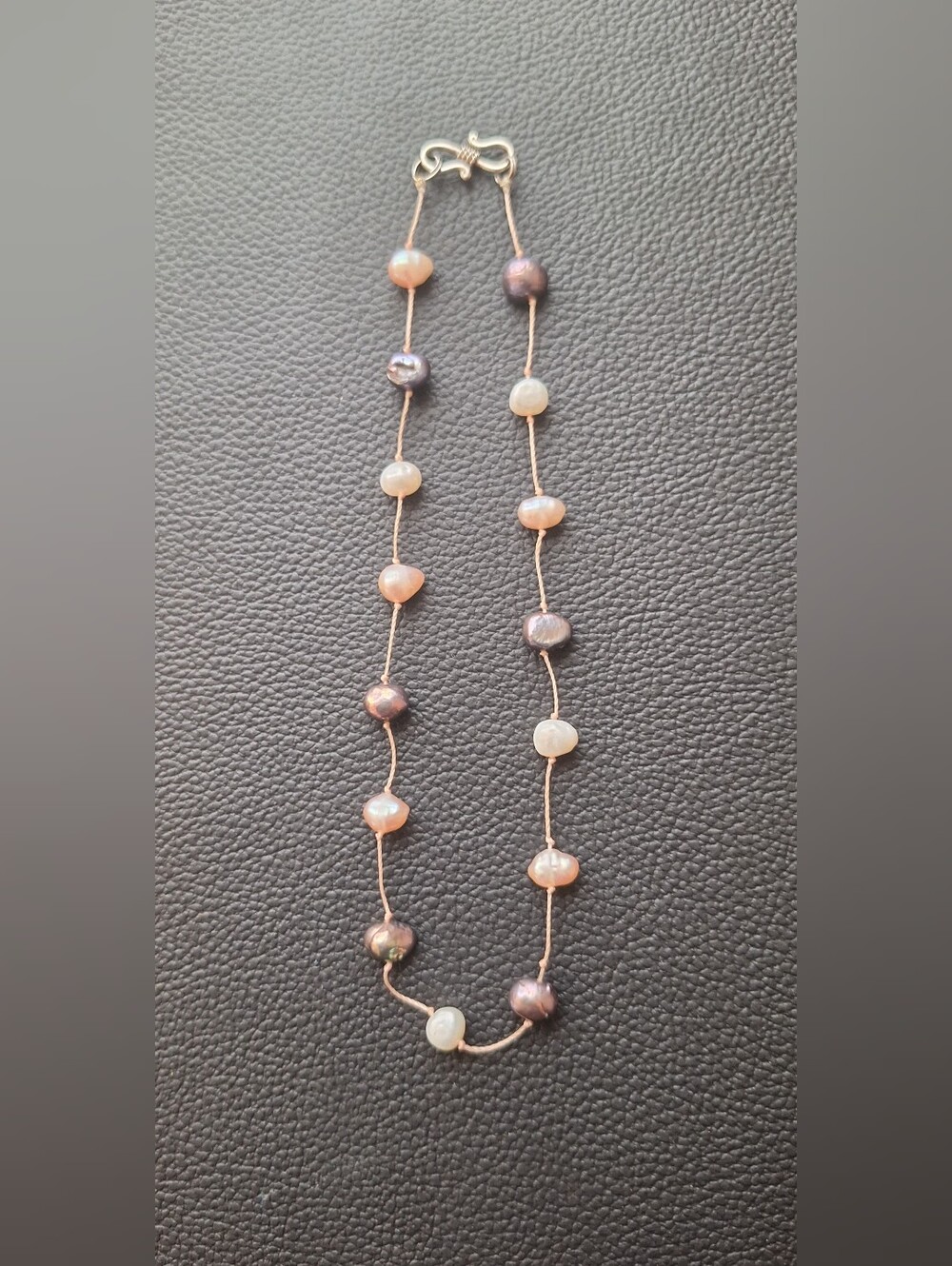 14.5" Delicate Multi-Color Freshwater Pearl Station Necklace Choker Layering
